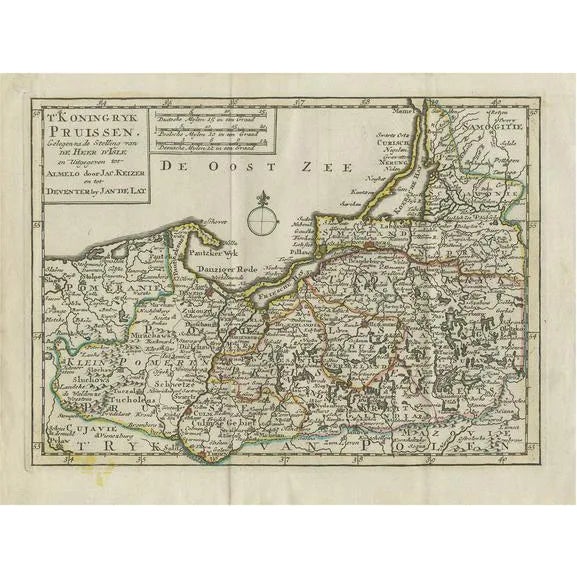 Antique Map of the Kingdom of Prussia by Keizer & De Lat, 1788 For Sale