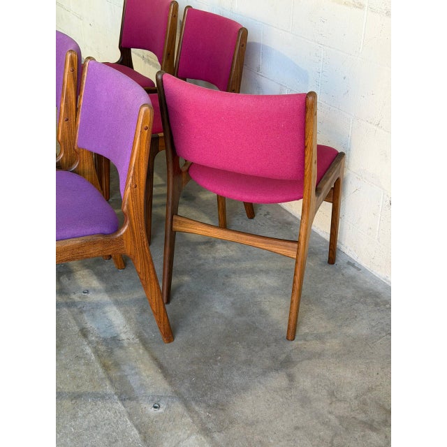 Rosewood Dining Chairs in Style of Erik Buch Upholstered Mid-Century Seating Set of 6 Denmark 1960s For Sale In Los Angeles - Image 6 of 10