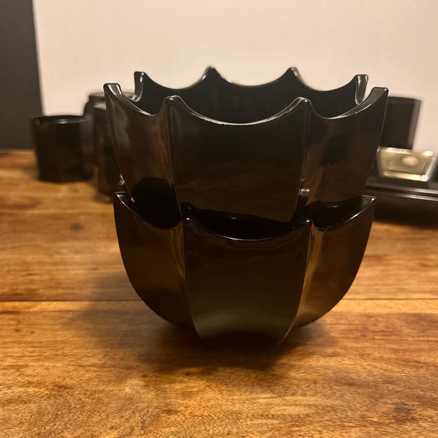 1980s French Black Glass Bowls- Set of 2 Arcoroc For Sale - Image 11 of 11
