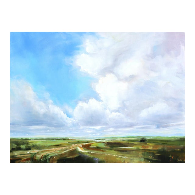 Wishful Thinking - Large Sunny Day Landscape Skyscape Painting Original Artwork by Jodi Miller For Sale
