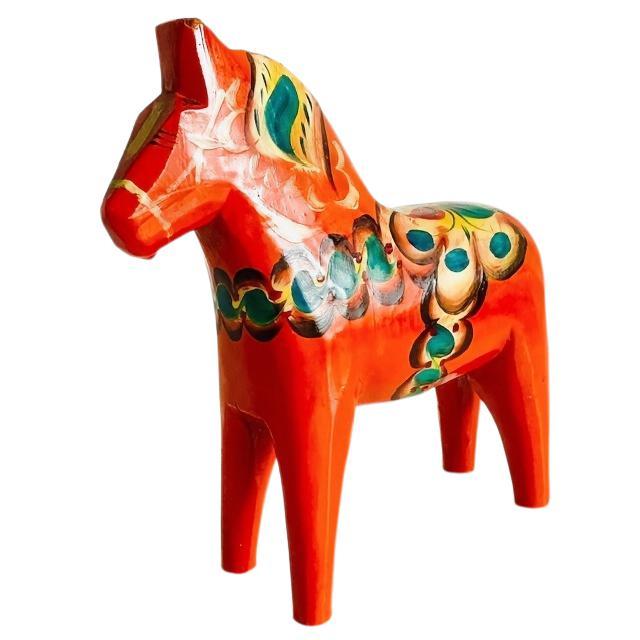 Orange Vintage Swedish Dala Horse Statue by Nils Olsson, 1960s For Sale - Image 8 of 8