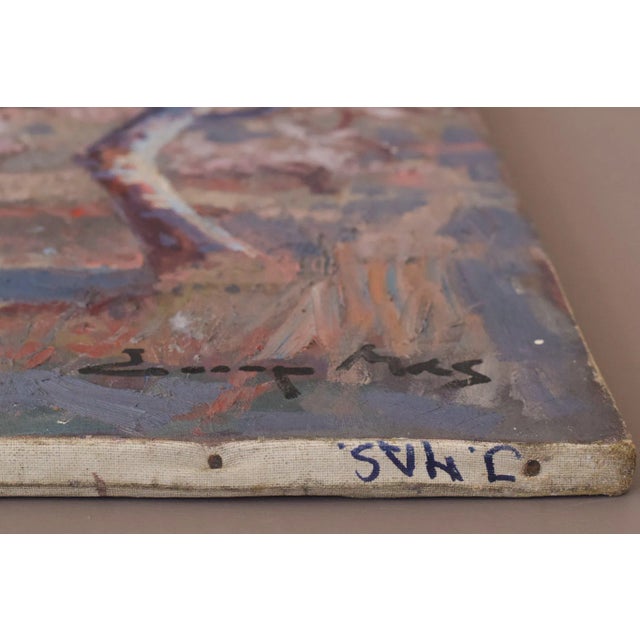 Josep Mas Pou, Almond Blossom Landscape, Mid-20th Century, Oil on Canvas For Sale - Image 14 of 15