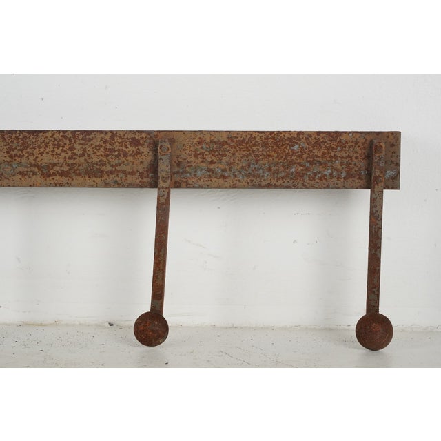 Antique Wrought Iron Industrial Wall Rail Rack For Sale - Image 6 of 10