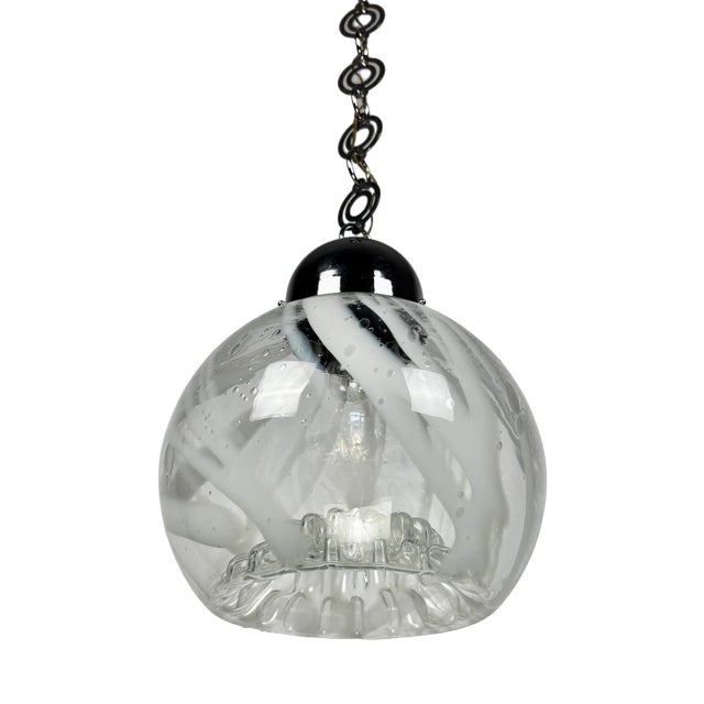 Mid-Century Modern Murano Globe Pendant Lamp attributed to Toni Zuccheri for Mazzega, Italy, 1970s For Sale