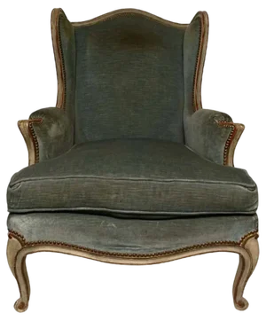 19th Century Louis XV Bergere Armchair in Blue Velvet