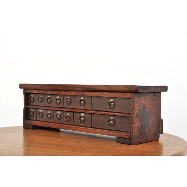 Vintage Haberdashery Tabletop Chest of Drawers in Oak and Pine, 1920s For Sale - Image 12 of 12