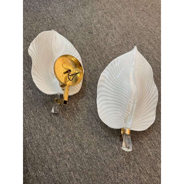Glass Late 20th Century Pair of Murano Glass Gold Leaf Sconces For Sale - Image 7 of 7