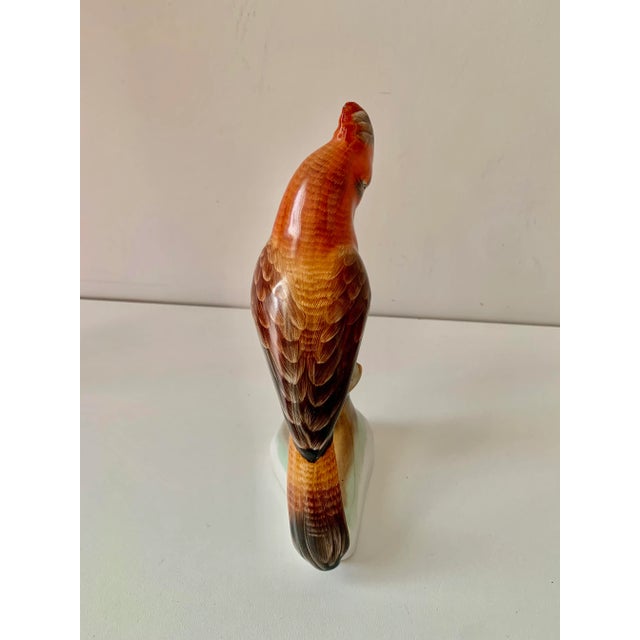 Figurative Vintage Rust Hand Painted Majolica Parrot on a Branch Figure For Sale - Image 3 of 6