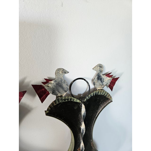 1980s Handmade Polychrome Folky Tin Electrified Sconces - A Pair For Sale - Image 5 of 9