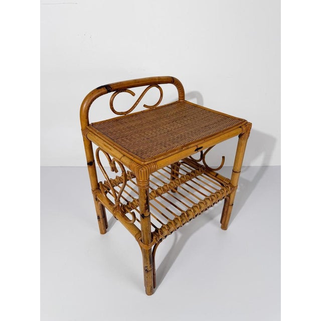 Mid-Century Modern Italian Riviera Style Cane, Bamboo and Rattan Bedside Table, 1960s For Sale - Image 15 of 18