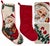 Beautiful Christmas stocking featuring a detailed needlepoint Santa Claus design with festive greenery and colorful...