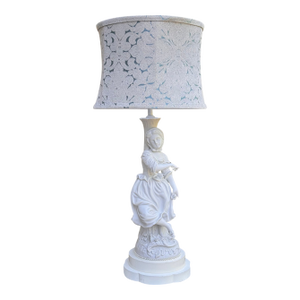 1960s Mid-Century White Porcelain Lamp Attributed to Capodimonte