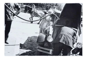 At the Petrol Station - Original Vintage Silver Salt Photograph by A. Rodcenko 1935 ca.