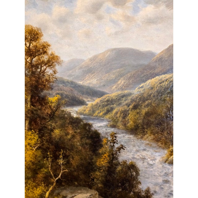 Late 19th Century Thomas Bailey Griffin -Landscape W/ River on a Sunny & Cloudy Day -Oil Painting For Sale - Image 5 of 12