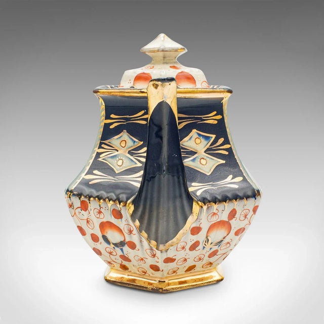Victorian 1900s Victorian Antique Imari Pattern Teapot, English, Ceramic, Decorative Tea Kettle For Sale - Image 3 of 11