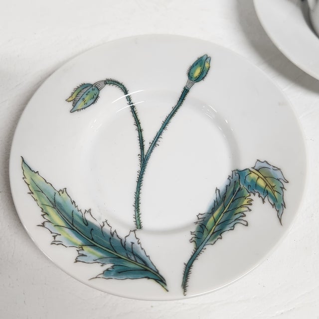 Pink Taste Setter Collection Botanical Poppy Demitasse Cups & Saucers — Set of 4, Garden-Inspired Floral Porcelain For Sale - Image 8 of 9