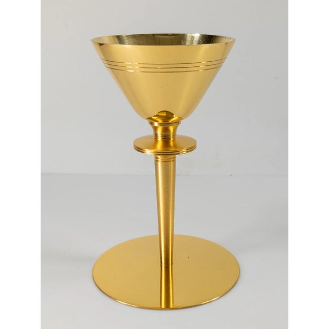 We are selling this nice Modernist style Mid-Century gilt bronze and Sterling silver religious chalice. The chalice has...
