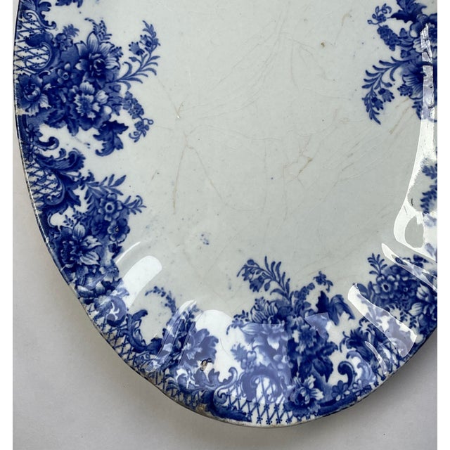 1890s Blue and White English Stoneware Platter by W Adams & Co - For Sale In Monterey, CA - Image 6 of 6