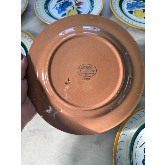Stangl Vintage Stangl Terra Rose Fruit Dinner Plates 10 Inch Hand Painted Pottery - Set of 8 For Sale - Image 4 of 10