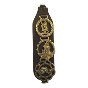 1970s Horse Brasses Displayed on Leather