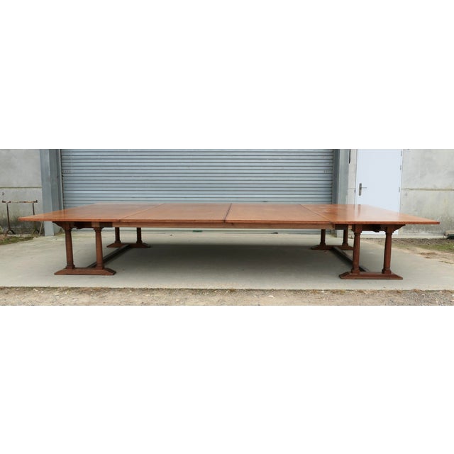 Arts & Crafts 30 Seater Oak Banqueting Table, 1930s, Set of 12 For Sale - Image 12 of 13