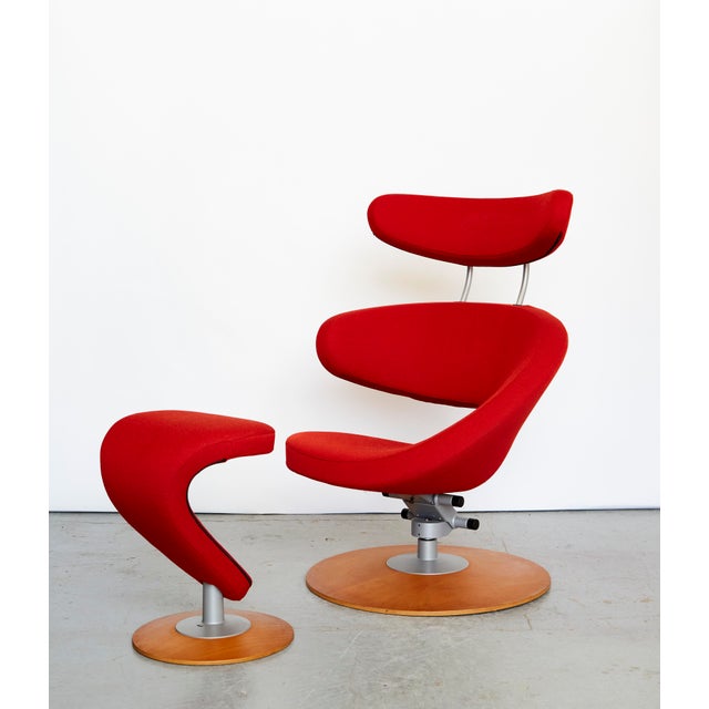Sculptural design by Norwegian architect and designer Olav Eldøy from 2002. The chair features a tilting mechanism and...