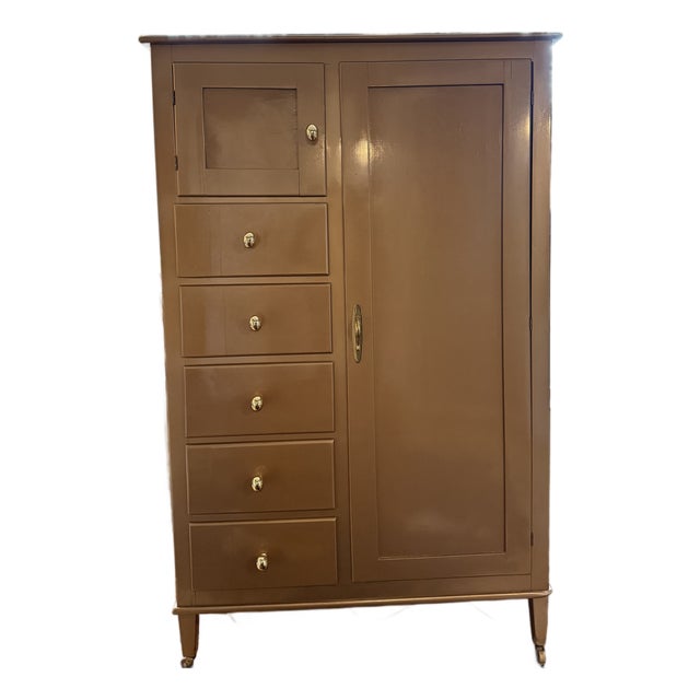 Vintage Gold Painted Wardrobe Cabinet For Sale