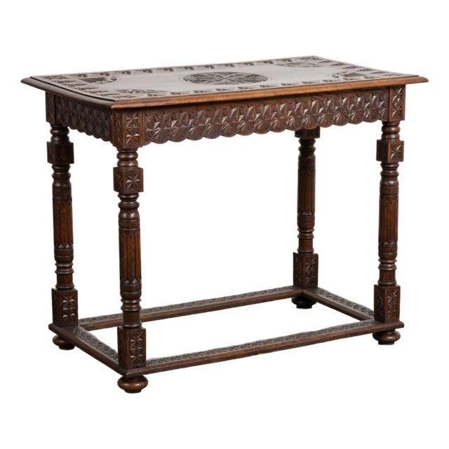 19th Century Carved French Oak Side Table For Sale