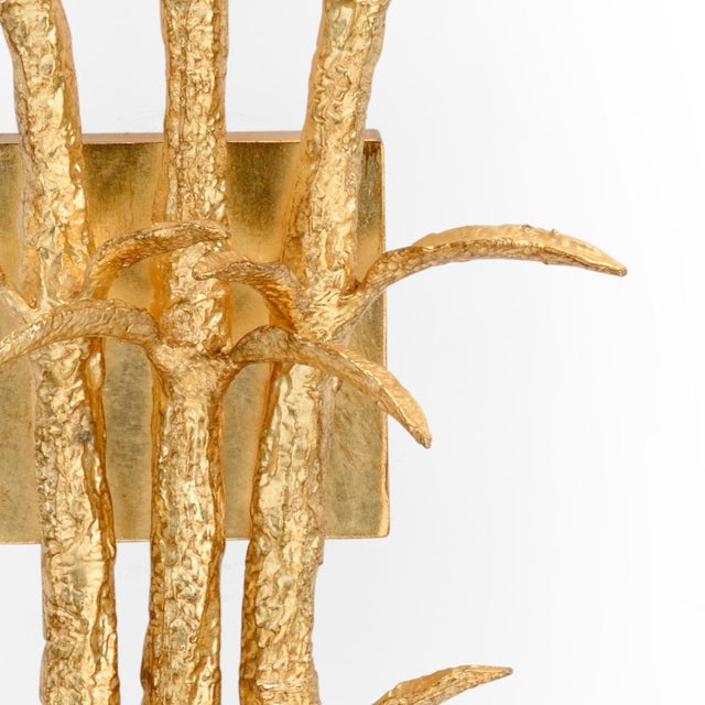 Petite Triple Branch Wall Sconce In Gold Leaf With Shades. Three Lights. Clean with a dry cloth