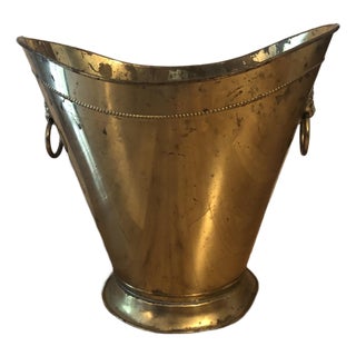 1950s Lombard England Brass Waste Basket For Sale