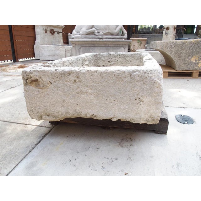 A Wide 18th Century Carved Limestone Trough From the South of France For Sale - Image 11 of 18