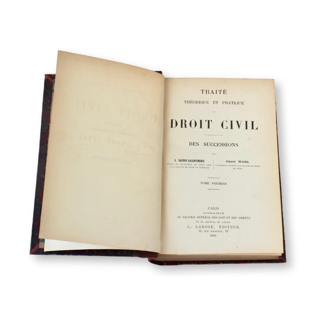 French 1895 French Civil Law Leather Bound Books, Set of 6 For Sale - Image 3 of 4