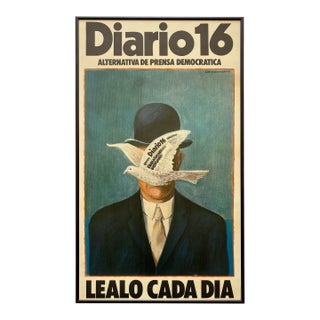 Reinhard Gade " Diario 16 : Alternativa De Prensa Democratica " Vintage 1979 Surrealist Lithograph Print Framed Spain Democracy Political Poster For Sale