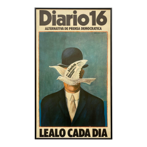 Reinhard Gade " Diario 16 : Alternativa De Prensa Democratica " Vintage 1979 Surrealist Lithograph Print Framed Spain Democracy Political Poster