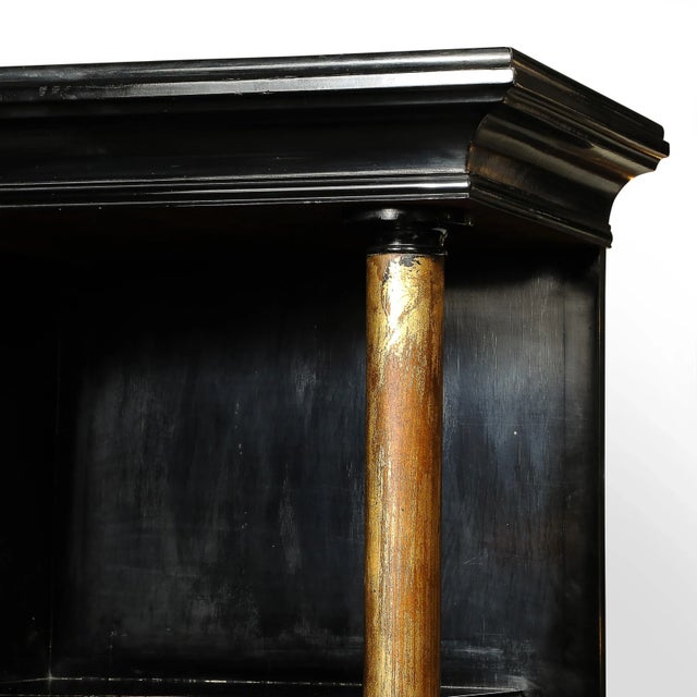 Black Rare James Mont Cabinet in Black Lacquer W/ Gilt Carved Handles For Sale - Image 8 of 12