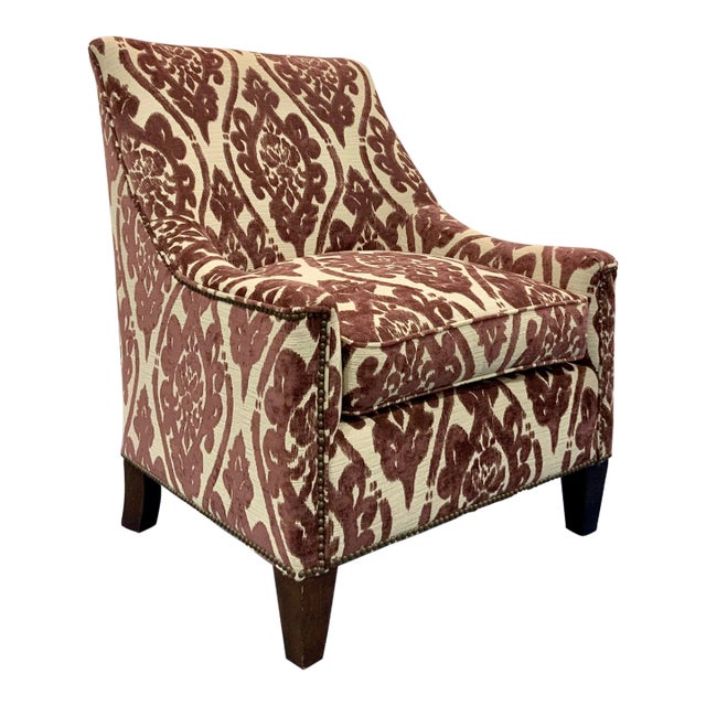 Kincaid Traditional Plum Cut Velvet Damask Lounge Chair For Sale
