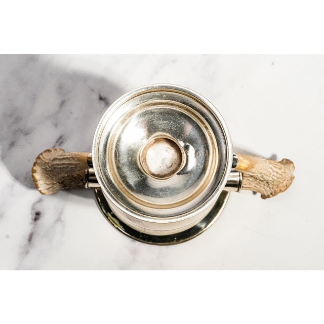 Rustic Double Antler Handle Antique Sterling Silver Trophy Cup For Sale - Image 10 of 11