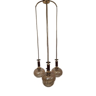 Vintage Cascade Hanging Lamp with Brass Frame, 1970s For Sale