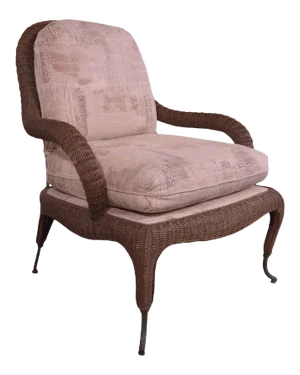 Century Hand Crafted Wicker Victorian Style Wrought Iron Lounge Chair
