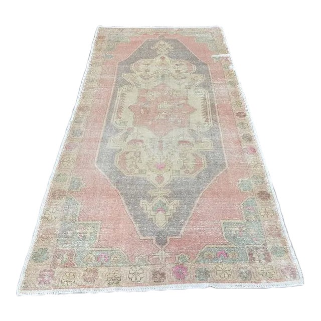 1960s Vintage Turkish Handmade Rug-4’3’x8’5" For Sale