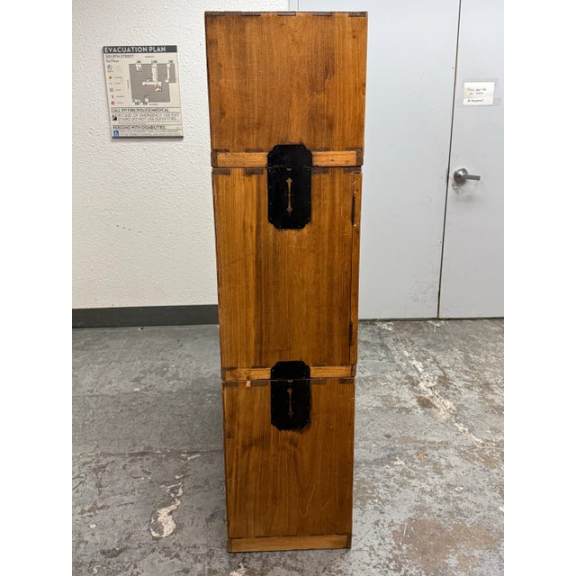 Brown Japanese Kiri Wood Tansu With Mother of Pearl Inlaid Art Work For Sale - Image 8 of 12