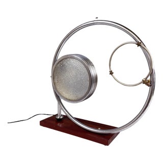 Italian Modern Geometrical Table Lamp in Crafted Glass, Metal and Wood, 1980s For Sale