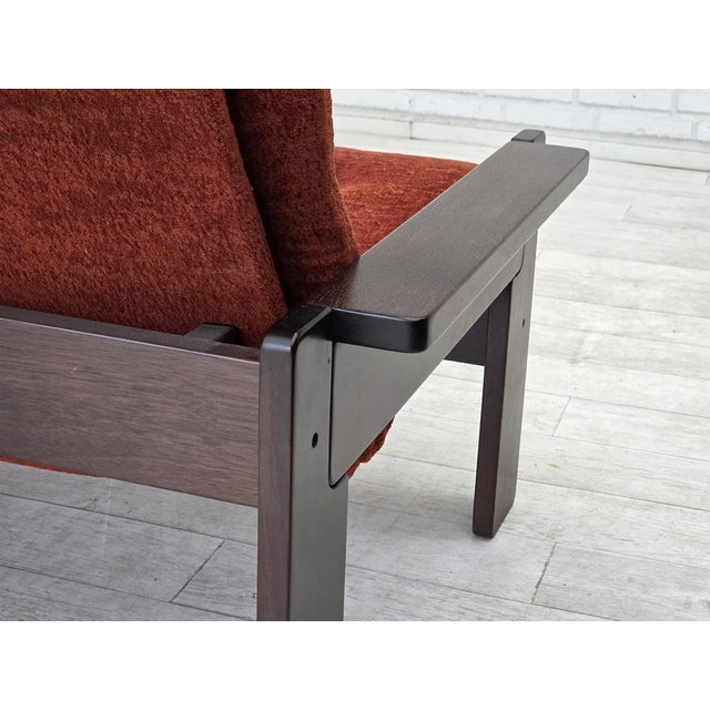 Danish 3-Seater Sofa in Red Velour and Oak, 1970s For Sale - Image 13 of 17