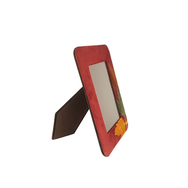 Pair of brown velvet and multicolored suede picture frames produced in Italy around the 1980/90s. Very good condition:...