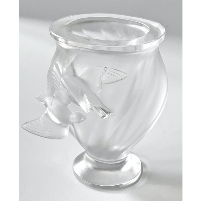 Antique Mid 20th Century Lalique Rosine Crystal Vase by Marie Lalique Signed C1950 For Sale - Image 12 of 14