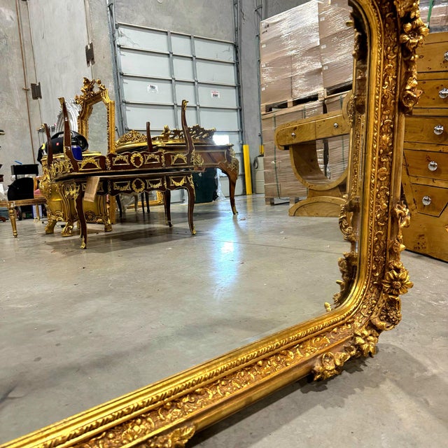 Gold 1980s French Style Gold Wall Mirror with Gold Leaf Details For Sale - Image 8 of 10