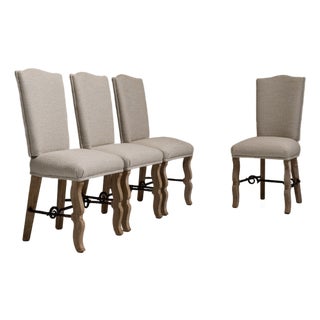 Set of Four 1950s Beige French Provençal Dining Chairs For Sale