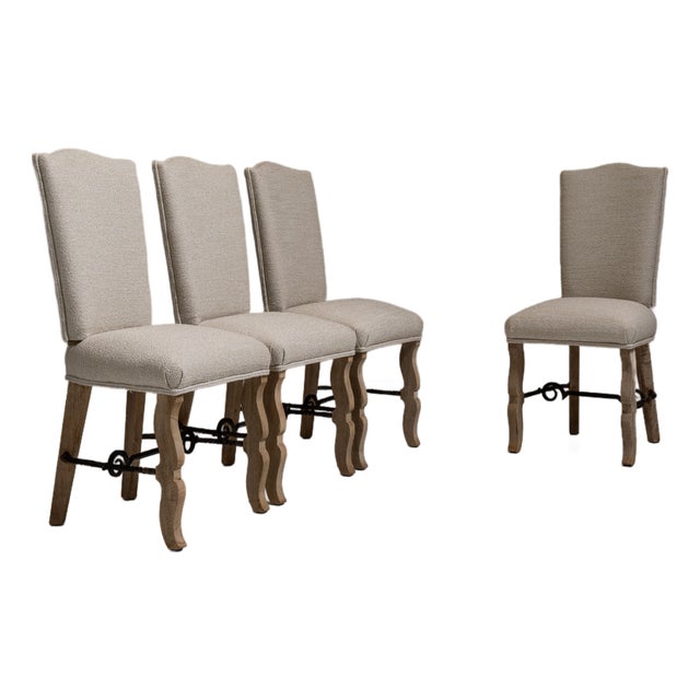Set of Four 1950s Beige French Provençal Dining Chairs For Sale