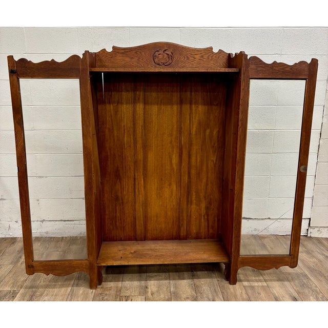 Victorian Antique Victorian Oak Glass Front Bookcase Cabinet For Sale - Image 3 of 12