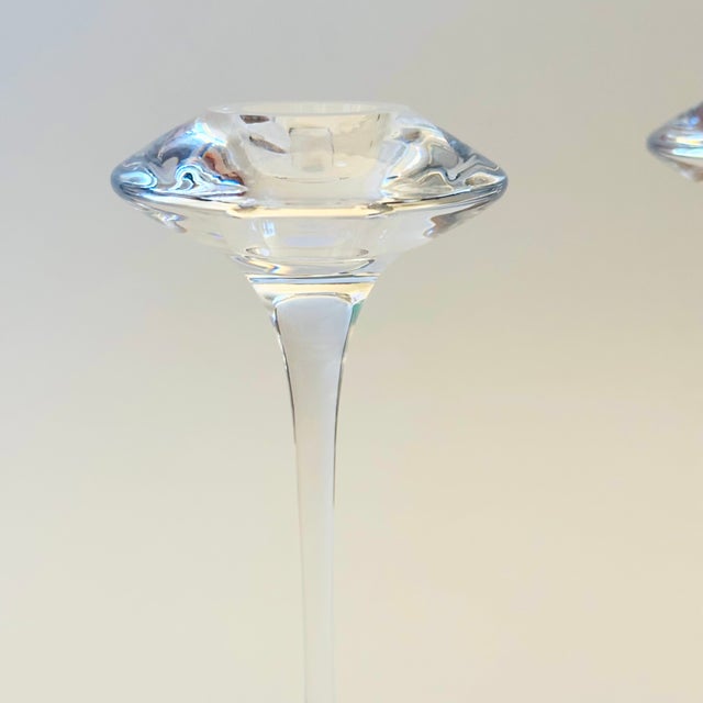 Mid 20th Century Kosta Boda Sweden Fanfare Glass Candlestick Holders - Set of 2 For Sale - Image 5 of 10